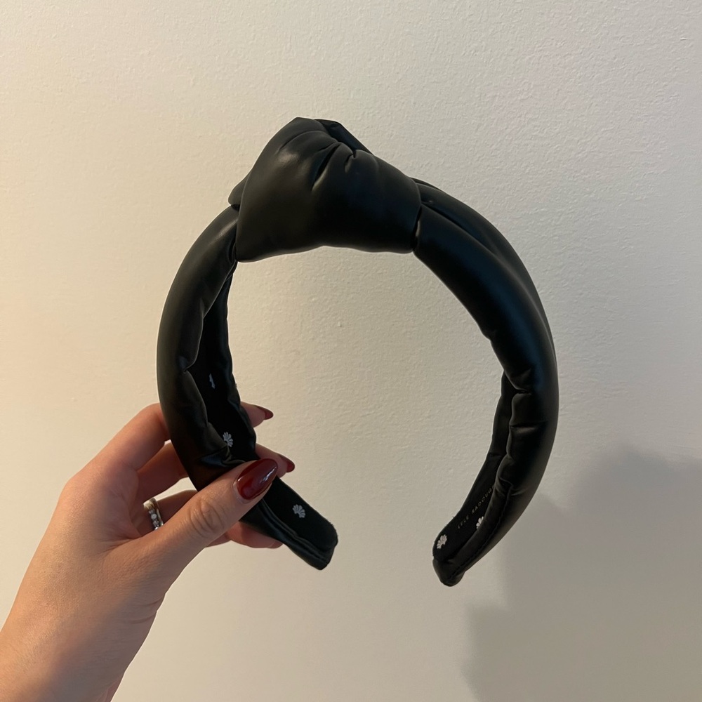 Lele Sadoughi black leather headband